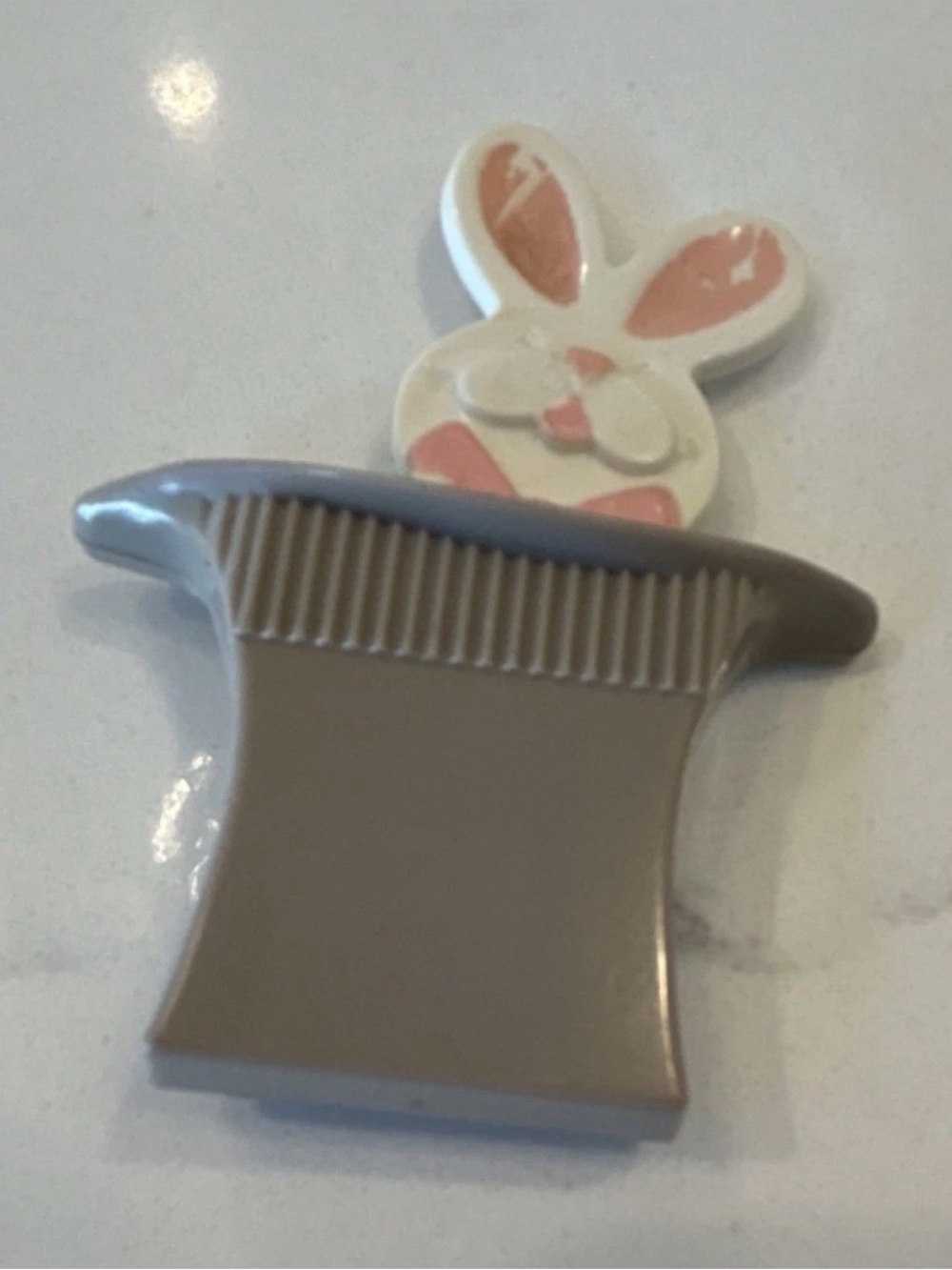 Avon Bunny in Top Hat Brooch - White, Pink, Gray